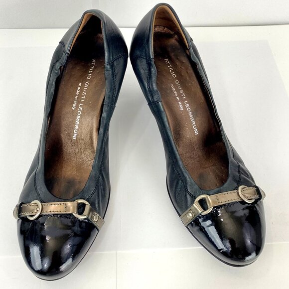 AGL Pumps 41 Attilio Giusti Leombruni Luxury Shoes Genuine Leather 9.5 Cap Toe - Picture 4 of 10